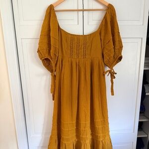 Free People let’s be friends Midi Dress in Mustard size M